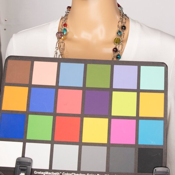 Long Necklace With Chains And Colorful Faux Stones - Picture 14 of 15